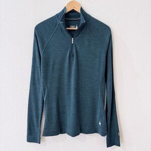 Smartwool  Classic Thermal Merino Base Layer 1/4 Zip Twilight Blue Heather L